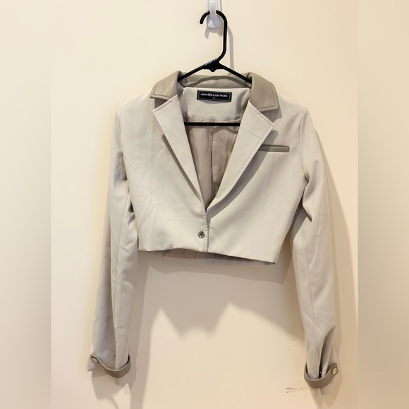 Maniere de Voir Grey Tailored Cropped Blazer XS - Picture 2 of 8